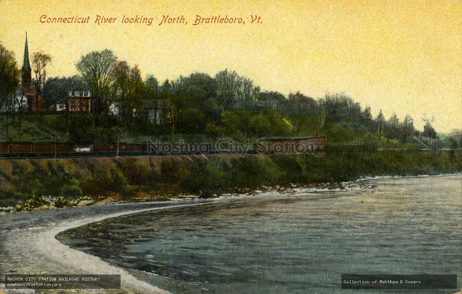 Postcard: Connecticut River looking North, Brattleboro, Vermont